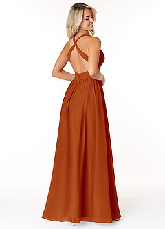 Azazie Ashia Bridesmaid Dresses Paprika A-Line Pleated Chiffon Dress image2