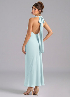 Azazie Velli Bridesmaid Dresses Sea Glass Mermaid High Neck Chiffon Dress image6