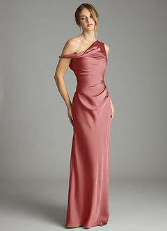 Azazie Emerson Robes à essayer chez vous Robe Sirène en Satin extensible Épaules dénudées émeraude image5