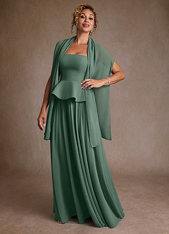 Azazie Josabeth Final Sale Eucalyptus A-Line Pleated Chiffon Dress image2