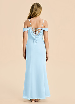 Azazie Nira Junior Sky Blue Mermaid Ruched Chiffon Dress image2