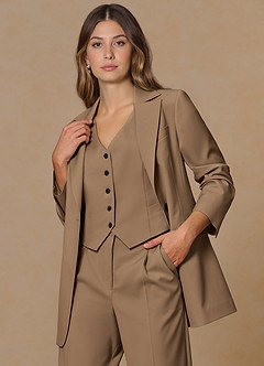 front Rowan Truffle Refined Weave Performance blazer