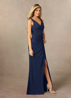Azazie Winona Mother of the Bride Dresses Dark Navy Mermaid Sequins Mesh Dress image2