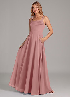 Azazie Shaude Bridesmaid Dresses Dusty Rose A-Line Pleated Chiffon Dress image4