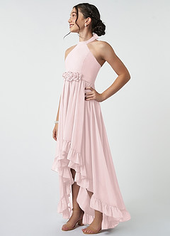 Azazie Hermione Junior Blushing Pink A-Line Chiffon Dress image4