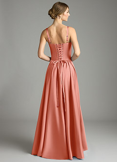 Azazie Evadina Suknie dla druhen Linia A Gorset Satyna elastyczna Do ziemi Sukienka image2