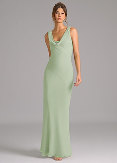 Azazie Rylina Bridesmaid Dresses Dusty Sage Mermaid Pleated Chiffon Dress image3