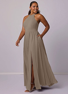 Barbie ♥ Azazie Bridesmaid Dresses Taupe A-Line Pleated Chiffon Dress image10