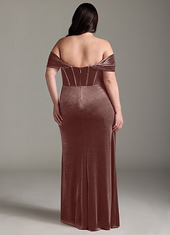Azazie Jas Bridesmaid Dresses Espresso Sheath Off-The-Shoulder Corset Velvet Convertible Dress image10