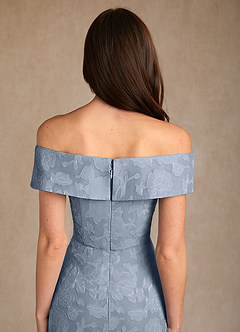 Azazie Medford Mother of the Bride Dresses Dusty Blue A-Line Off the Shoulder Floral Burnout Dress image8
