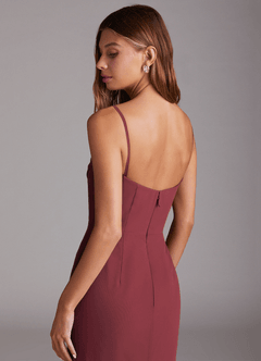 Azazie Saige Brautjungfernkleider Wandelbar A-Linie Schulterfrei Chiffon Kleid Merlot image9