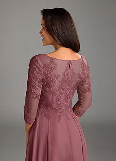 Azazie Marge Kleider für die Brautmutter A-Linie Schaufel Spitze Chiffon Kleid Wüstenrose image4