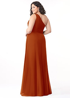 Azazie Dallas Robes de demoiselle d'honneur Robe Trapèze en Mousseline de soie Ue épaule Paprika image7