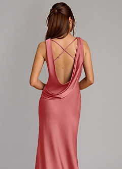 Azazie Cheryl Bridesmaid Dresses Antique Rose Mermaid Stretch Satin Dress image2