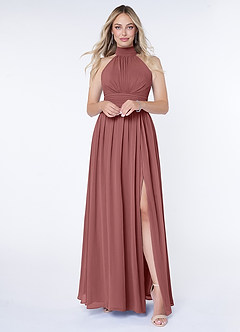 Azazie Iman Brautjungfernkleider A-Linie A-Linie Gerüscht Chiffon Kleid Amethyst image1
