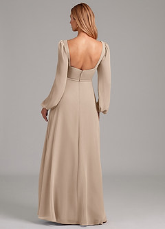 Azazie Simone Vestidos de damas de honor Vestido de Gris Pardo de Gasa de Corte en A con Manga larga image2