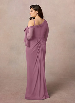 Azazie Marna Final Sale Vintage Mauve Sheath One Shoulder Mesh Dress image9