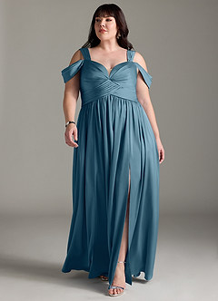 Azazie Lianne Jurken voor bruidsmeisjes Jurk van Stretch Satijn met A-Lijn Off the Shoulder Bermuda image11