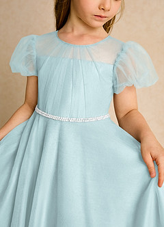 Azazie Duckie Flower Girl Dresses Mist Ball-Gown Pleated Tulle Dress image6