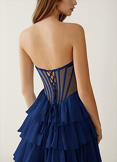 Liliannah Navy Lightweight Chiffon/Hotfix Rhinestone Prom Dress image6