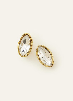 front Marquise Crystal Textured Bezel Stud Earrings