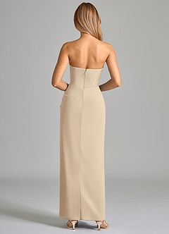 Azazie Anaïs Brautjungfernkleider Etui Schulterfrei Chiffon Kleid Champagner image2