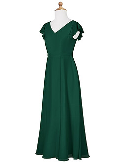 Azazie Claudine Junior Emerald A-Line Pleated Chiffon Dress image7