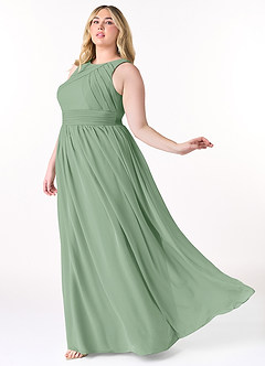 Azazie Harper Bridesmaid Dresses Matcha A-Line Pleated Chiffon Dress image8