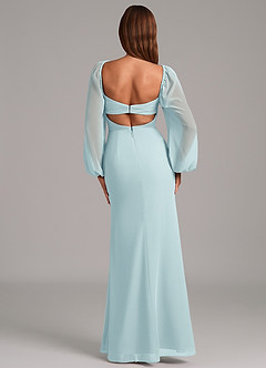 Azazie Brixley Bridesmaid Dresses Sea Glass Mermaid Long Sleeve Chiffon Dress image2