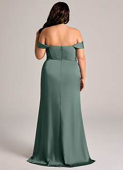 Azazie Johana Brautjungfernkleider Wandelbar Meerjungfrau-Linie Schulterfrei Stretch-Satin Kleid Seemoos image9