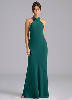 Azazie Velli Bridesmaid Dresses Peacock Mermaid Bow Chiffon Dress image6