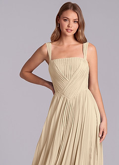 Azazie Mina Jurken voor bruidsmeisjes Jurk van Chiffon met A-Lijn Geplooid Champagne image2