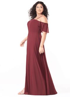 Azazie Sue Robes de demoiselle d'honneur Robe Trapèze Convertible en Mousseline de soie Épaule décolletée Merlot image9
