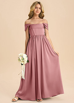 Azazie Hattie Junior Klä av A-Line i Stretch Satin Plisserad image3