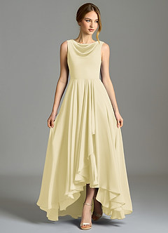 Azazie Wonderland Abiti da Damigella Abito A-Line in Chiffon Plissettato Sorbetto Al Limone image4