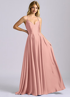 Azazie Truce Bridesmaid Dresses Rosette A-Line Stretch Satin Dress image6
