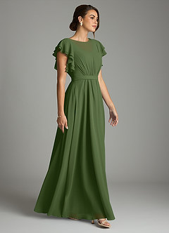 Azazie Daphne Modest Bridesmaid Dresses A-Line Ruffled Chiffon Floor-Length Dress image4