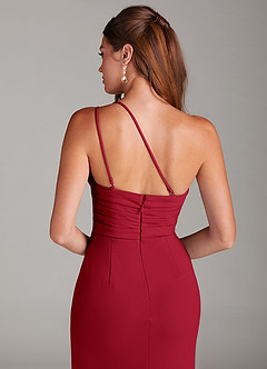 Azazie Eren Jurken voor thuis passen Jurk van Stretch crêpe met Kolom One-Shoulder Zwart image7
