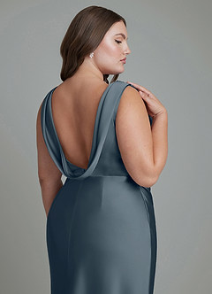 Azazie Kieryn Bridesmaid Dresses Twilight Mermaid Pleated Stretch Satin Dress image14