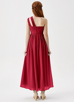 Azazie Anissa Junior Scarlet A-Line Pleated Chiffon Dress image2