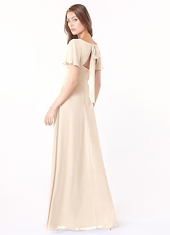 Azazie Kimber Bridesmaid Dresses White Alabaster A-Line Flounce Sleeve Chiffon Dress image7