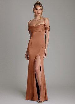 Azazie Nira Bridesmaid Dresses Bronzer Mermaid Corset Stretch Satin Dress image5