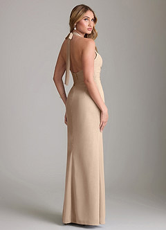 Azazie Valerie Bridesmaid Dresses Taupe Mermaid Pleated Chiffon Dress image2