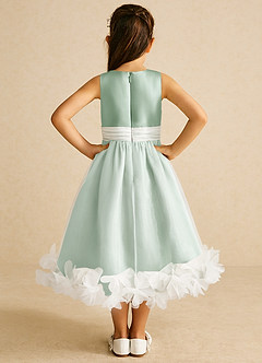 Azazie Stardust Flower Girl Dresses Agave A-Line Sleeveless Organza Dress image4