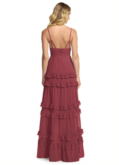 Azazie Rachel Bridesmaid Dresses Merlot A-Line Chiffon Dress image2