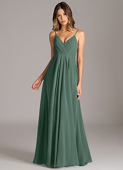 Azazie Amani Bridesmaid Dresses Sea Moss A-Line Pleated Chiffon Dress image4