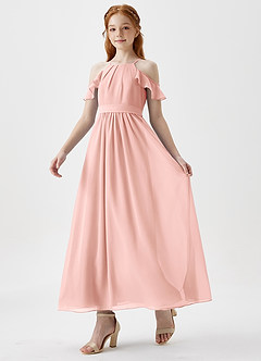 Azazie Chaya Junior Rosette A-Line Off the Shoulder Chiffon Dress image5