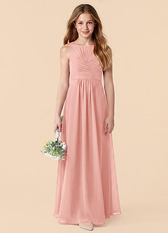 Azazie Skyla Junior Rosette A-Line Pleated Chiffon Dress image4