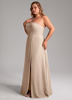 Azazie Wren Brautjungfernkleider Wandelbar A-Linie Seitliche Cut-Outs Chiffon Kleid Taupe image12