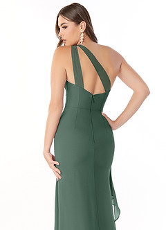 Azazie Maive Bridesmaid Dresses Sea Moss Sheath Pleated Ruffle Chiffon Dress image6